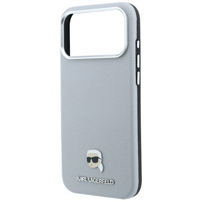 MagSafe pouzdro pro Apple iPhone 18 Pro / 17 Pro, Karl Lagerfeld, Grained Karl Head's Metal, Šedé