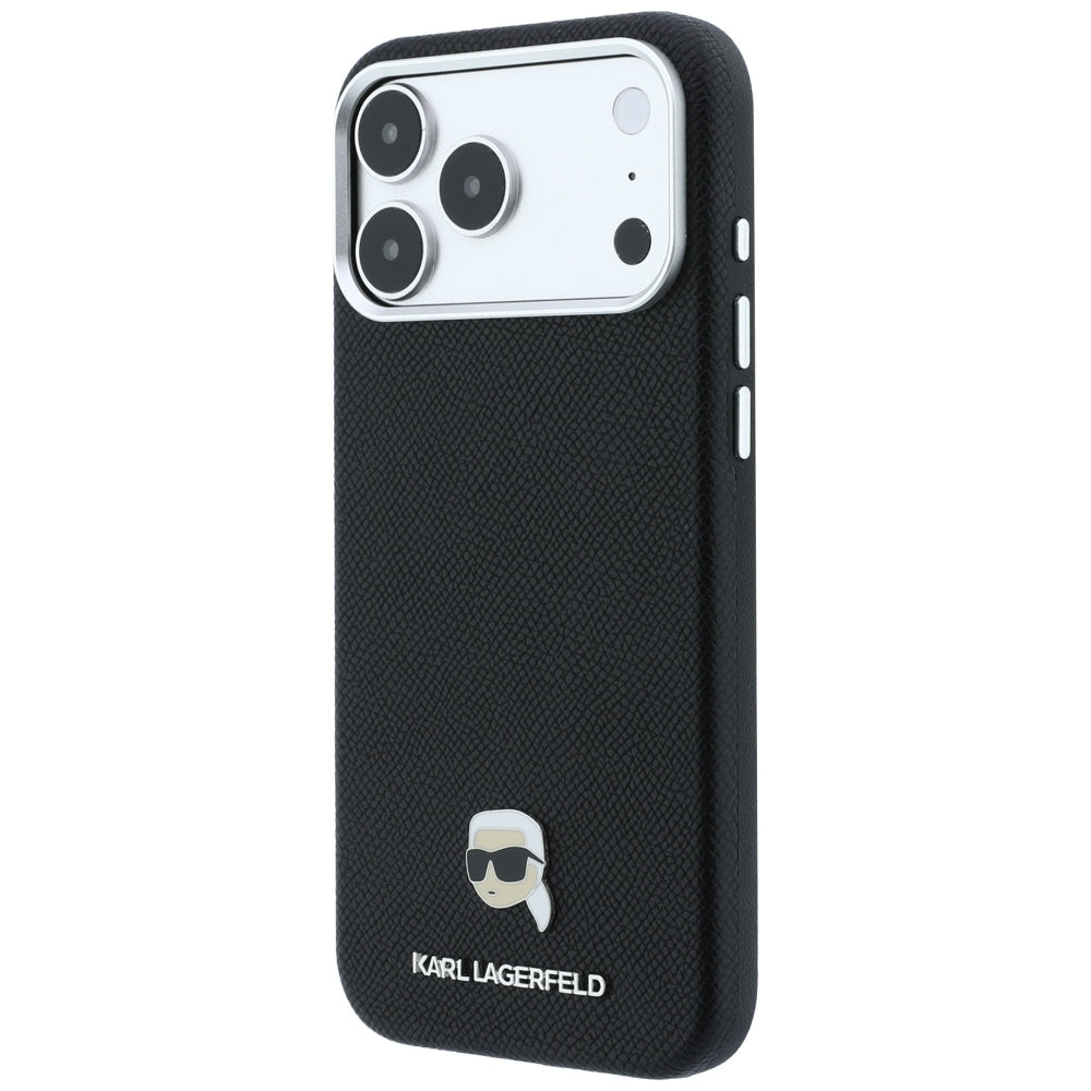 MagSafe pouzdro pro Apple iPhone 18 Pro / 17 Pro, Karl Lagerfeld, Grained Karl Head's Metal, černé
