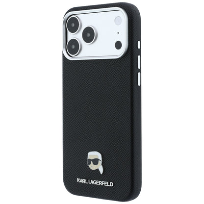 MagSafe pouzdro pro Apple iPhone 18 Pro / 17 Pro, Karl Lagerfeld, Grained Karl Head's Metal, černé