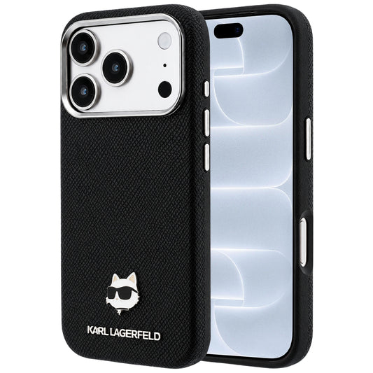 MagSafe pouzdro pro Apple iPhone 18 Pro / 17 Pro, Karl Lagerfeld, Grained Karl Head's Metal, černé