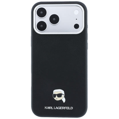MagSafe pouzdro pro Apple iPhone 18 Pro / 17 Pro, Karl Lagerfeld, Grained Karl Head's Metal, černé