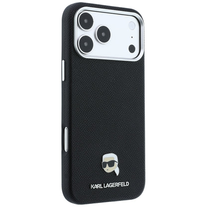 MagSafe pouzdro pro Apple iPhone 18 Pro / 17 Pro, Karl Lagerfeld, Grained Karl Head's Metal, černé