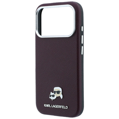 MagSafe pouzdro pro Apple iPhone 18 Pro / 17 Pro, Karl Lagerfeld, Grained KC Heads, Tmavě červená