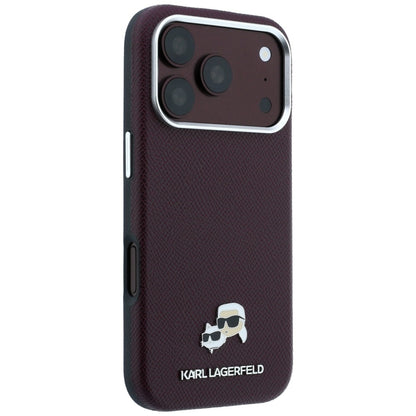 MagSafe pouzdro pro Apple iPhone 18 Pro / 17 Pro, Karl Lagerfeld, Grained KC Heads, Tmavě červená