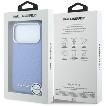 MagSafe pouzdro pro Apple iPhone 18 Pro / 17 Pro, Karl Lagerfeld, Ražené kovové logo, Modré