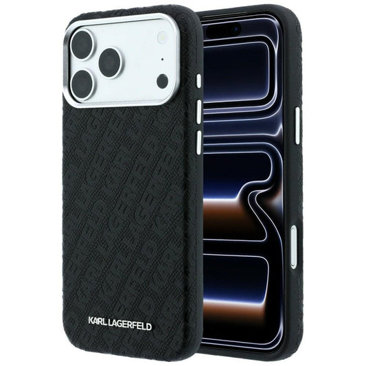 MagSafe pouzdro pro Apple iPhone 18 Pro / 17 Pro, Karl Lagerfeld, Ražené kovové logo, Černé
