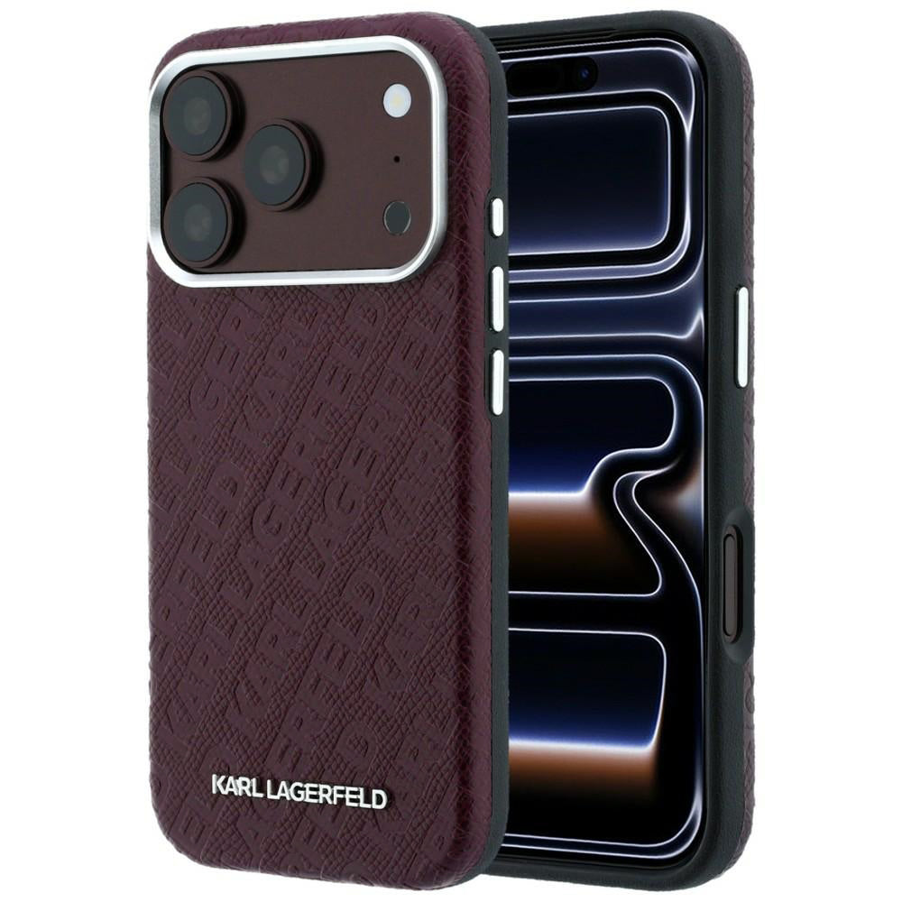 MagSafe pouzdro pro Apple iPhone 18 Pro / 17 Pro, Karl Lagerfeld, Ražené kovové logo, Tmavě červená