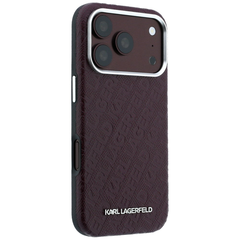 MagSafe pouzdro pro Apple iPhone 18 Pro / 17 Pro, Karl Lagerfeld, Ražené kovové logo, Tmavě červená