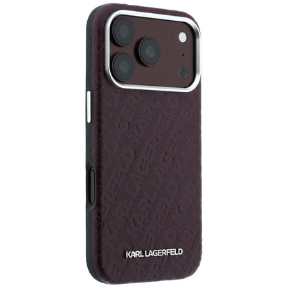 MagSafe pouzdro pro Apple iPhone 18 Pro / 17 Pro, Karl Lagerfeld, Ražené kovové logo, Tmavě červená