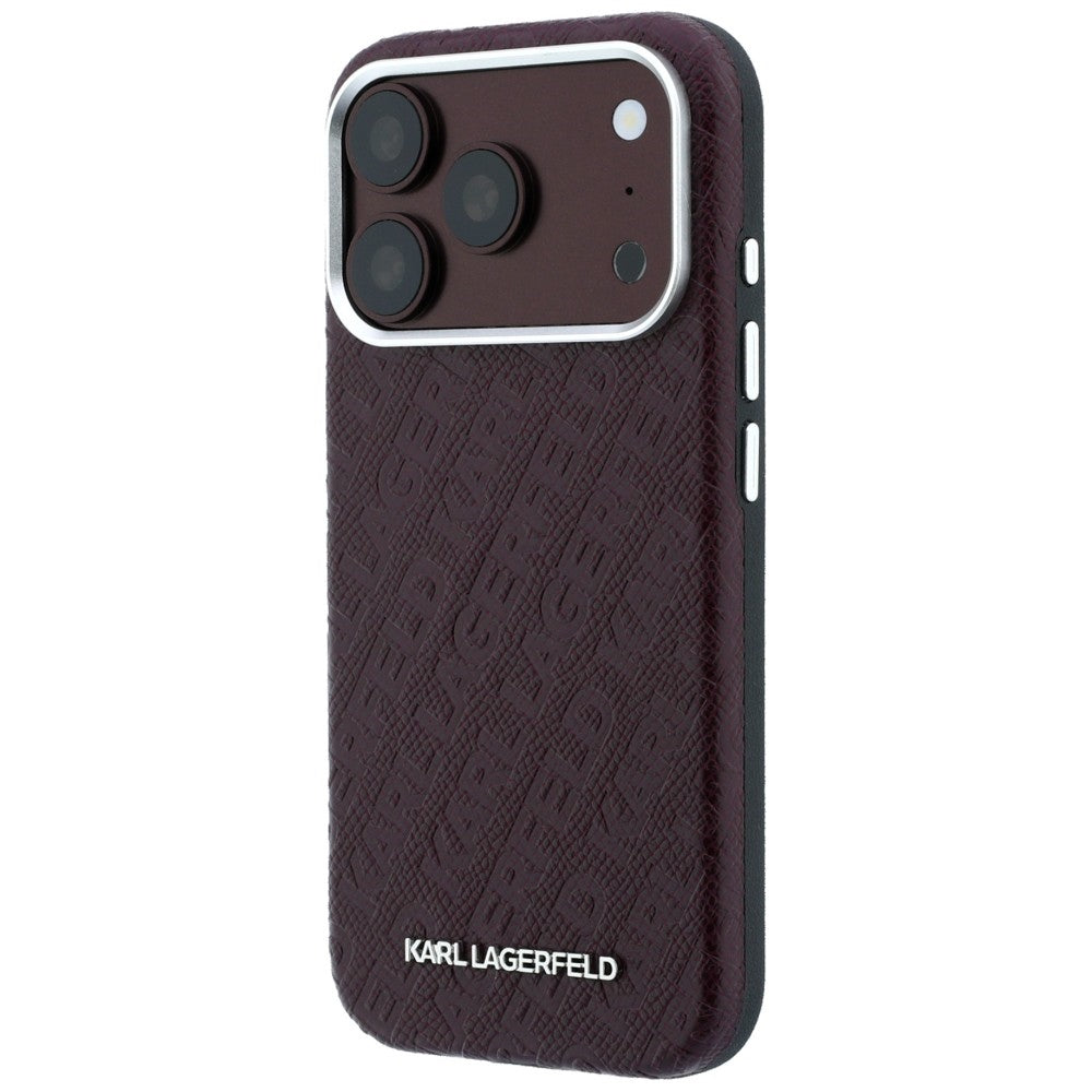 MagSafe pouzdro pro Apple iPhone 18 Pro / 17 Pro, Karl Lagerfeld, Ražené kovové logo, Tmavě červená