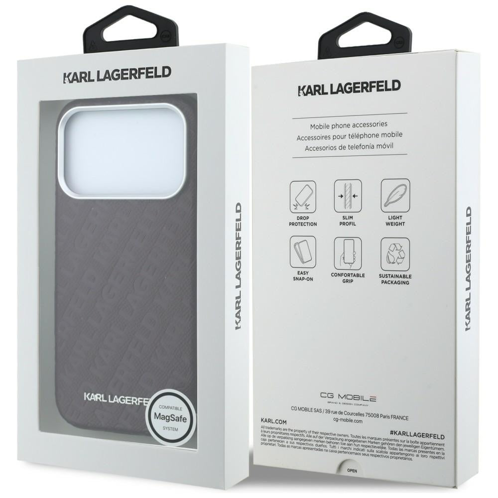 MagSafe pouzdro pro Apple iPhone 18 Pro / 17 Pro, Karl Lagerfeld, Ražené kovové logo, Tmavě červená