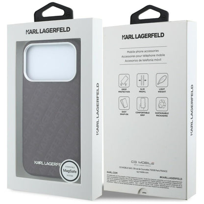 MagSafe pouzdro pro Apple iPhone 18 Pro / 17 Pro, Karl Lagerfeld, Ražené kovové logo, Tmavě červená