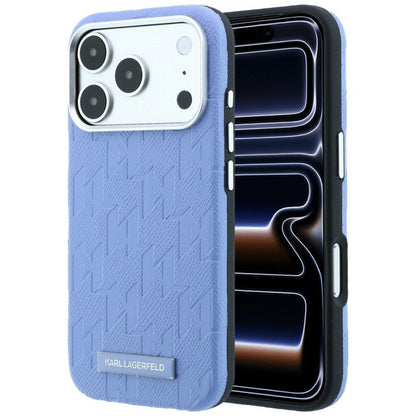 MagSafe pouzdro pro Apple iPhone 18 Pro / 17 Pro, Karl Lagerfeld, Grained Mono Resin Logo, Bleu