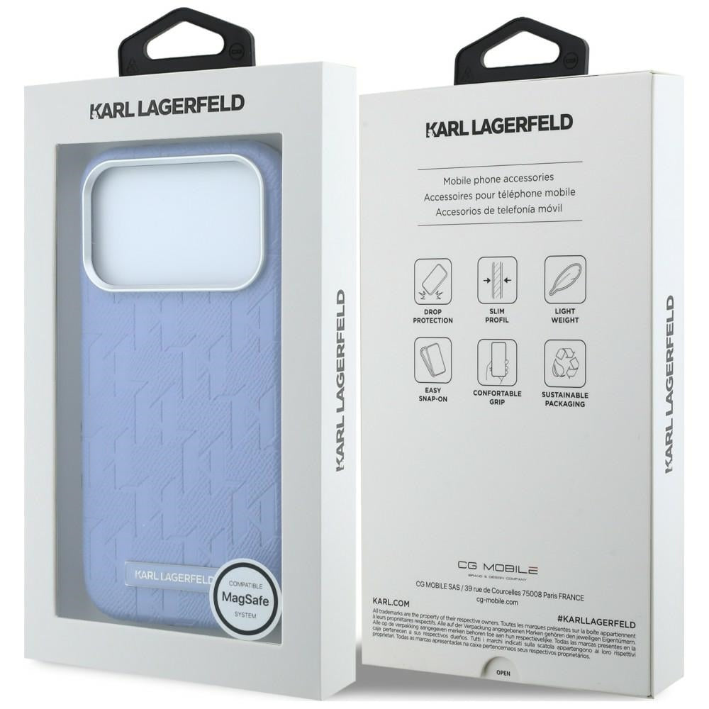 MagSafe pouzdro pro Apple iPhone 18 Pro / 17 Pro, Karl Lagerfeld, Grained Mono Resin Logo, Bleu
