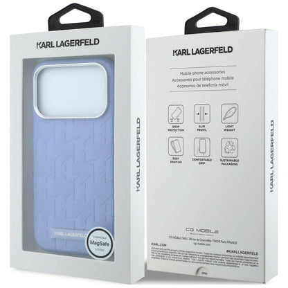 MagSafe pouzdro pro Apple iPhone 18 Pro / 17 Pro, Karl Lagerfeld, Grained Mono Resin Logo, Bleu