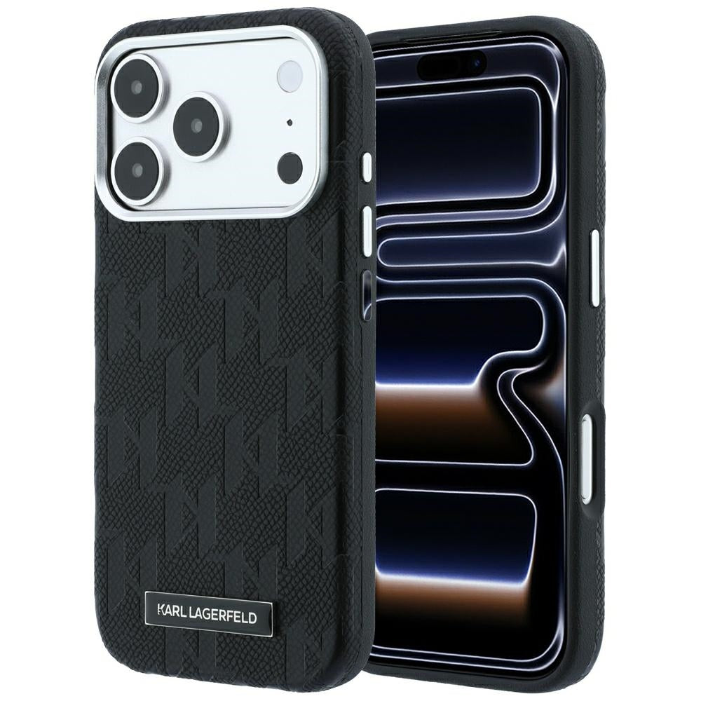 MagSafe pouzdro pro Apple iPhone 18 Pro / 17 Pro, Karl Lagerfeld, Grained Mono Resin Logo, Černá