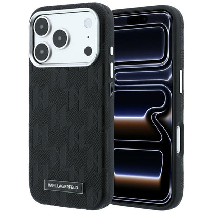 MagSafe pouzdro pro Apple iPhone 18 Pro / 17 Pro, Karl Lagerfeld, Grained Mono Resin Logo, Černá