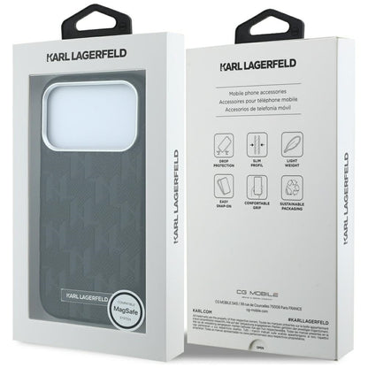 MagSafe pouzdro pro Apple iPhone 18 Pro / 17 Pro, Karl Lagerfeld, Grained Mono Resin Logo, Černá