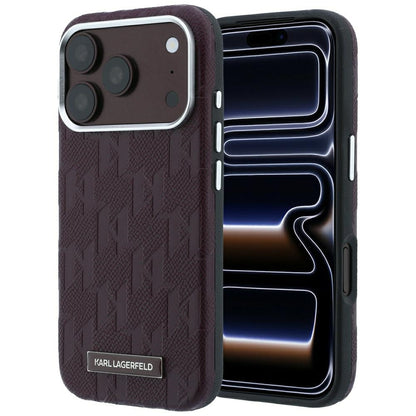 MagSafe pouzdro pro Apple iPhone 18 Pro / 17 Pro, Karl Lagerfeld, Grained Mono Resin Logo, Tmavě červená