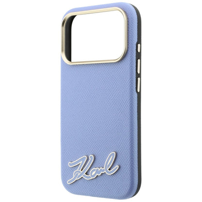 MagSafe pouzdro pro Apple iPhone 18 Pro / 17 Pro, Karl Lagerfeld, Logo z texturované pryskyřice, modré