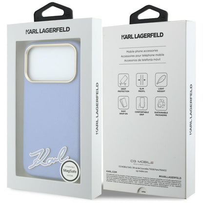 MagSafe pouzdro pro Apple iPhone 18 Pro / 17 Pro, Karl Lagerfeld, Logo z texturované pryskyřice, modré