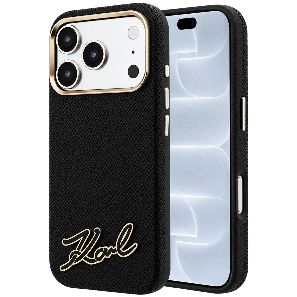 MagSafe pouzdro pro Apple iPhone 18 Pro / 17 Pro, Karl Lagerfeld, Logo z texturované pryskyřice, černé
