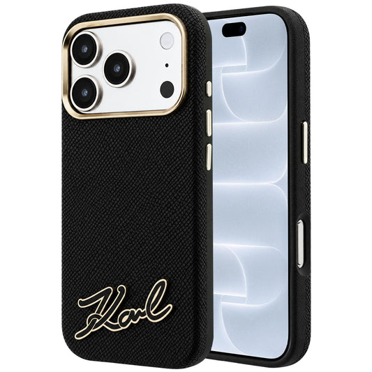 MagSafe pouzdro pro Apple iPhone 18 Pro / 17 Pro, Karl Lagerfeld, Logo z texturované pryskyřice, černé