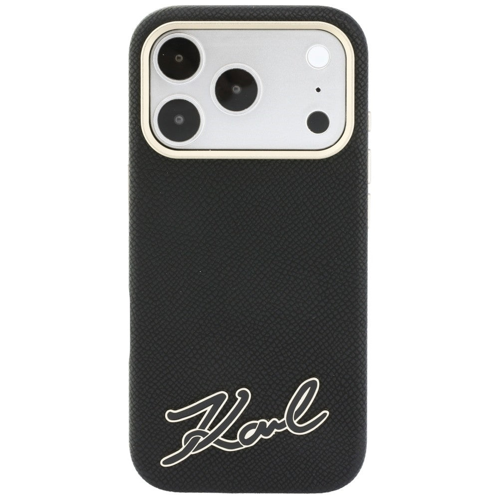 MagSafe pouzdro pro Apple iPhone 18 Pro / 17 Pro, Karl Lagerfeld, Logo z texturované pryskyřice, černé
