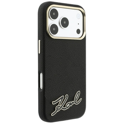 MagSafe pouzdro pro Apple iPhone 18 Pro / 17 Pro, Karl Lagerfeld, Logo z texturované pryskyřice, černé