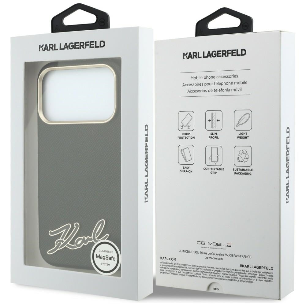 MagSafe pouzdro pro Apple iPhone 18 Pro / 17 Pro, Karl Lagerfeld, Logo z texturované pryskyřice, černé