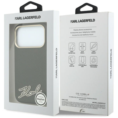MagSafe pouzdro pro Apple iPhone 18 Pro / 17 Pro, Karl Lagerfeld, Logo z texturované pryskyřice, černé