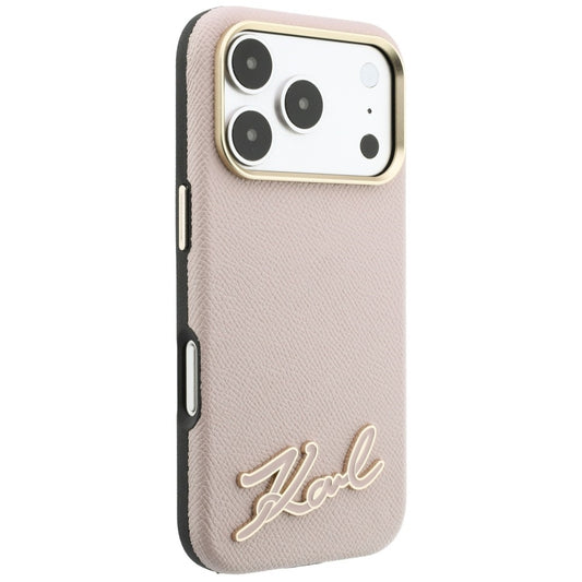 MagSafe pouzdro pro Apple iPhone 18 Pro / 17 Pro, Karl Lagerfeld, Logo z texturované pryskyřice, Růžové