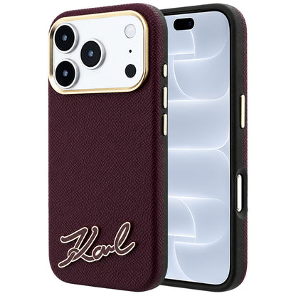 MagSafe pouzdro pro Apple iPhone 18 Pro / 17 Pro, Karl Lagerfeld, Logo z texturované pryskyřice, Tmavě červená