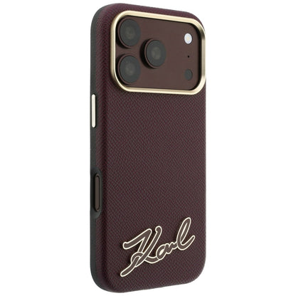 MagSafe pouzdro pro Apple iPhone 18 Pro / 17 Pro, Karl Lagerfeld, Logo z texturované pryskyřice, Tmavě červená