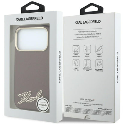 MagSafe pouzdro pro Apple iPhone 18 Pro / 17 Pro, Karl Lagerfeld, Logo z texturované pryskyřice, Tmavě červená