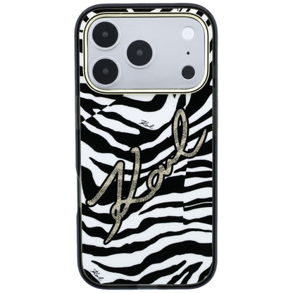 MagSafe pouzdro pro Apple iPhone 18 Pro / 17 Pro, Karl Lagerfeld, HC IML Signature Zebra Glitter Gold, Černá