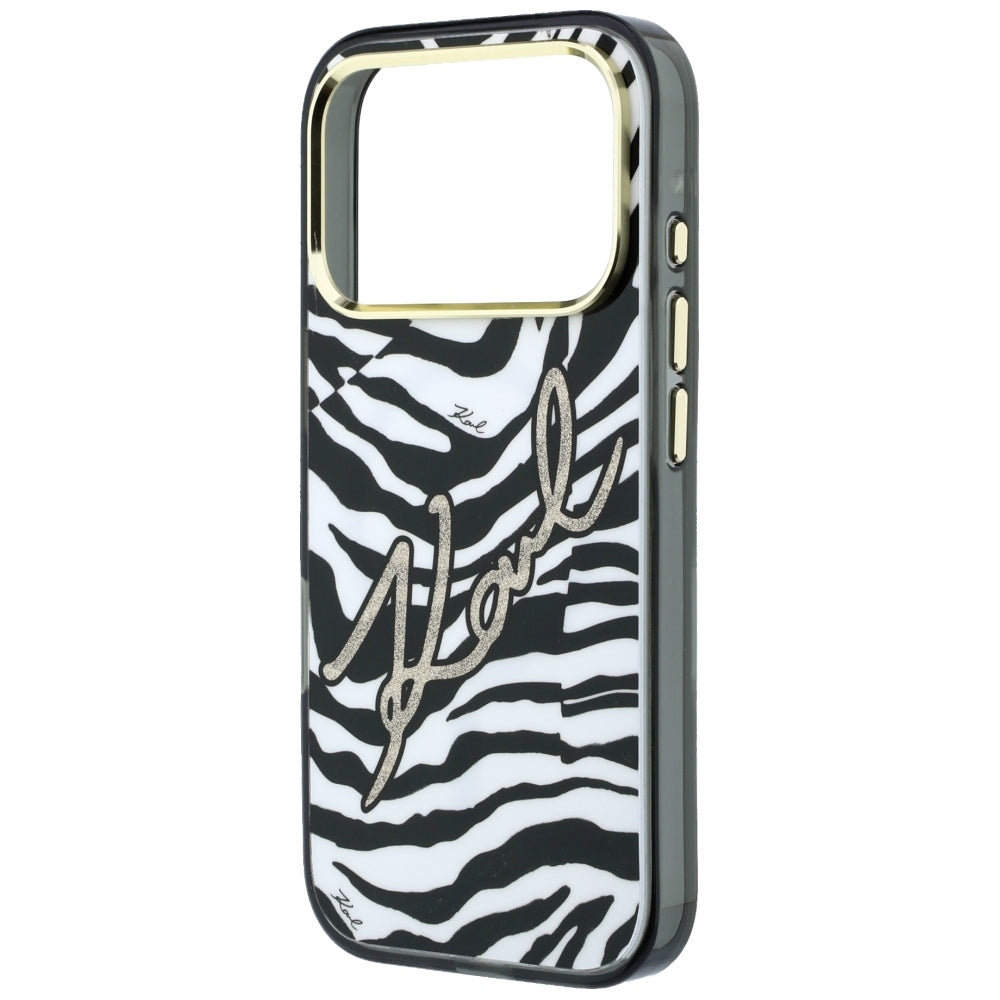 MagSafe pouzdro pro Apple iPhone 18 Pro / 17 Pro, Karl Lagerfeld, HC IML Signature Zebra Glitter Gold, Černá