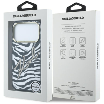 MagSafe pouzdro pro Apple iPhone 18 Pro / 17 Pro, Karl Lagerfeld, HC IML Signature Zebra Glitter Gold, Černá