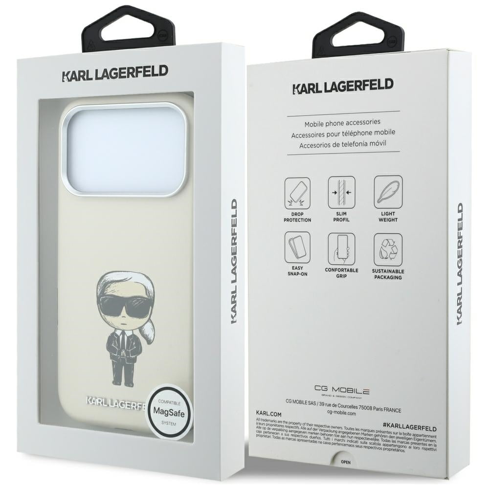 MagSafe pouzdro pro Apple iPhone 18 Pro / 17 Pro, Karl Lagerfeld, Ikonik Sketch, Béžová