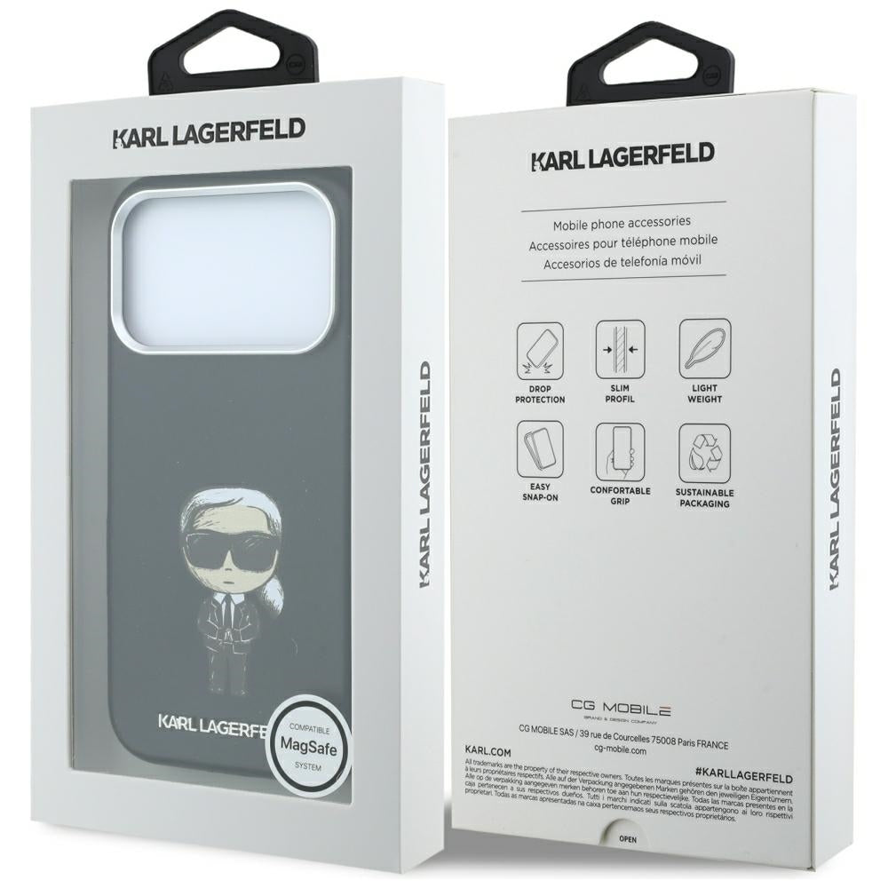 MagSafe pouzdro pro Apple iPhone 18 Pro / 17 Pro, Karl Lagerfeld, Ikonik Sketch, Černá