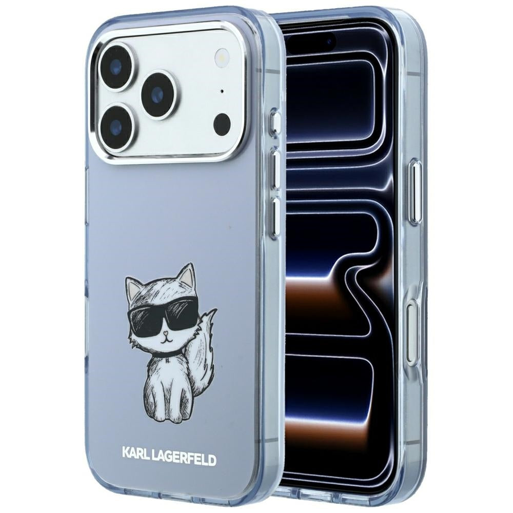 MagSafe pouzdro pro Apple iPhone 18 Pro / 17 Pro, Karl Lagerfeld, IML Choupette Body Sketch Print, Modrá