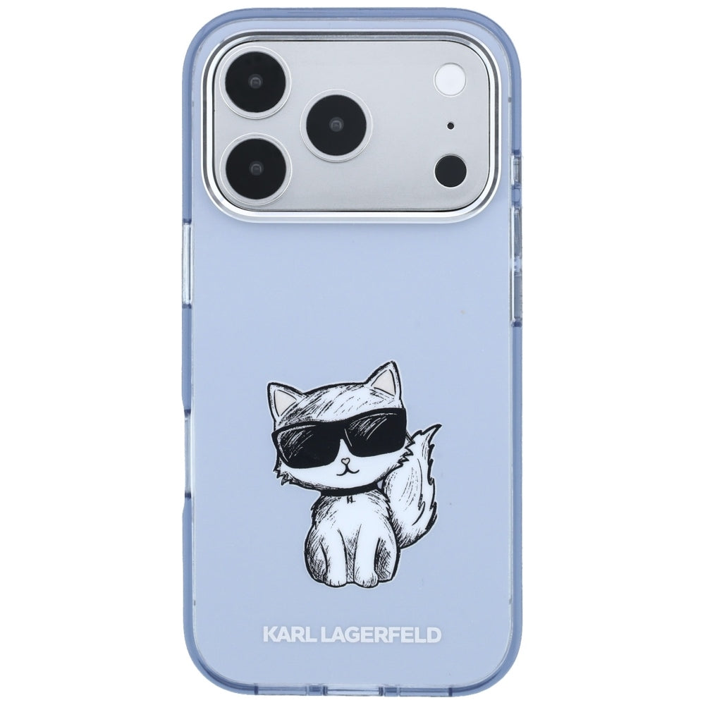 MagSafe pouzdro pro Apple iPhone 18 Pro / 17 Pro, Karl Lagerfeld, IML Choupette Body Sketch Print, Modrá