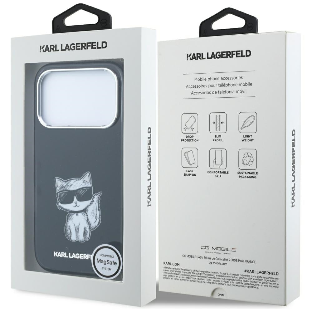 MagSafe pouzdro pro Apple iPhone 18 Pro / 17 Pro, Karl Lagerfeld, IML Choupette Body Sketch Print, Černá