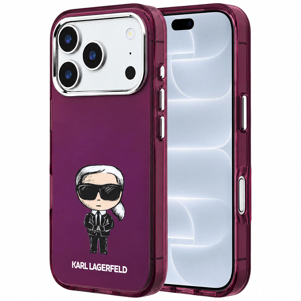 Pouzdro MagSafe pro Apple iPhone 18 Pro / 17 Pro, Karl Lagerfeld, HC IML Ikonik Sketch Print, vínové