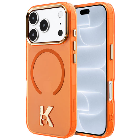 Pouzdro MagSafe pro Apple iPhone 18 Pro / 17 Pro, Karl Lagerfeld, IML Karl Head Logo, oranžové