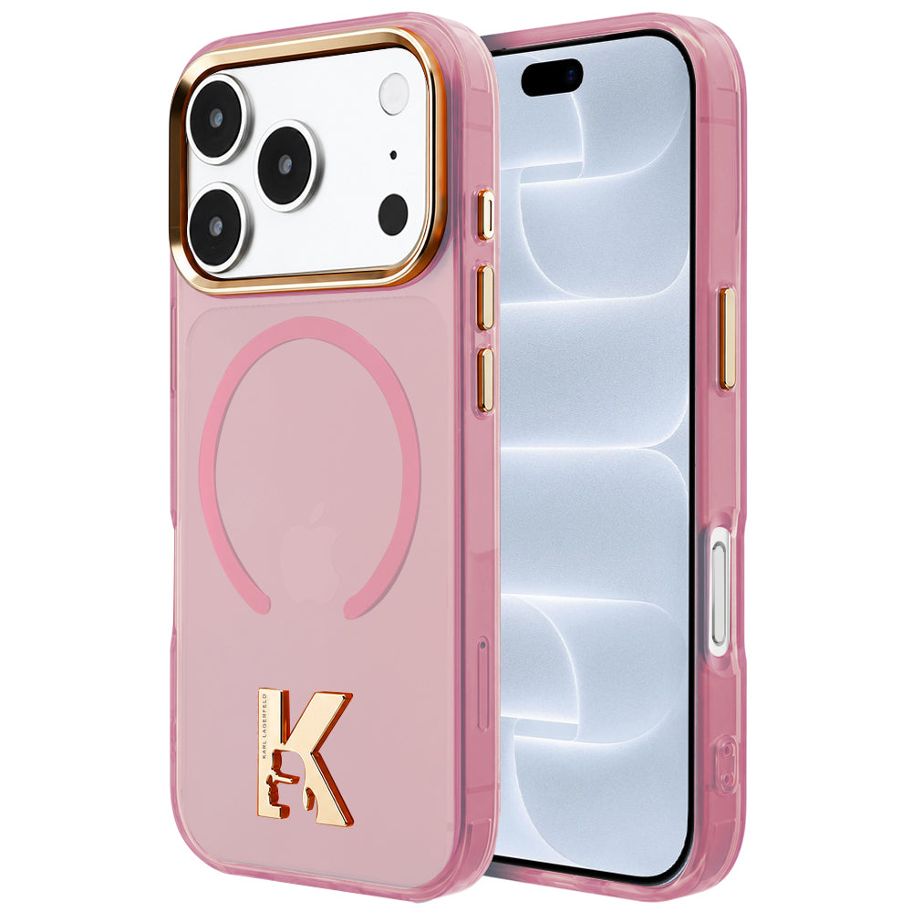 Pouzdro MagSafe pro Apple iPhone 18 Pro / 17 Pro, Karl Lagerfeld, IML Karl Head Logo, růžové
