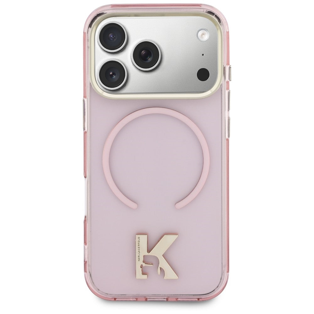 Pouzdro MagSafe pro Apple iPhone 18 Pro / 17 Pro, Karl Lagerfeld, IML Karl Head Logo, růžové