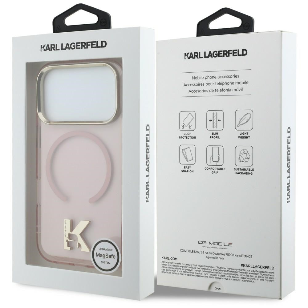 Pouzdro MagSafe pro Apple iPhone 18 Pro / 17 Pro, Karl Lagerfeld, IML Karl Head Logo, růžové