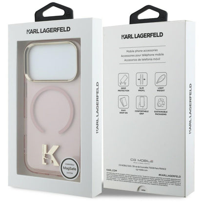 Pouzdro MagSafe pro Apple iPhone 18 Pro / 17 Pro, Karl Lagerfeld, IML Karl Head Logo, růžové