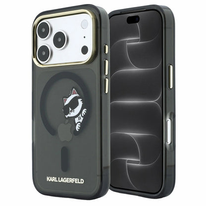 MagSafe pouzdro pro Apple iPhone 18 Pro / 17 Pro, Karl Lagerfeld, IML Peekaboo Print a kovový rám, černé